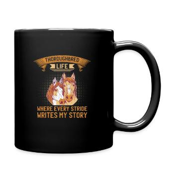 Thoroughbred Horse Racing Riding Equestian Horses - Full Colour Mug - black - Right