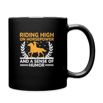 Thoroughbred Horse Racing Riding Equestian Horses - Full Colour Mug - black - Right