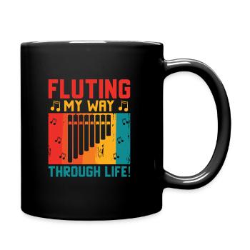 Pan Flute Player Pan Flutist Marching Band Music I - Full Colour Mug - black - Right