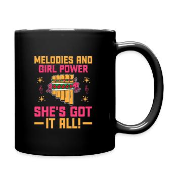 Pan Flute Player Pan Flutist Marching Band Music I - Full Colour Mug - black - Right