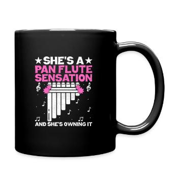 Pan Flute Player Pan Flutist Marching Band Music I - Full Colour Mug - black - Right