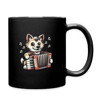Katze spielendes Akkordeon Musiker Akkordeonist Accord - Tasse einfarbig - Schwarz - Rechts