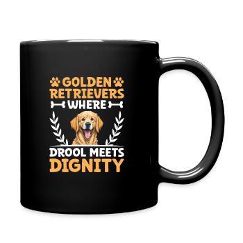 Golden Retrievers Where Drool Meets Dignity GR Dog - Full Colour Mug - black - Right