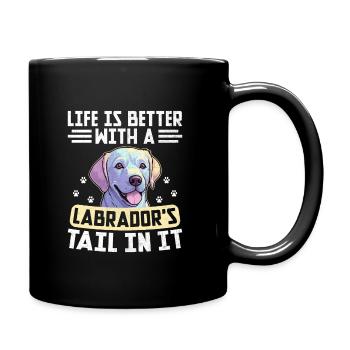 Das Leben Ist Besser Mit Dem Schwanz Eines Labradors Darin Labrad - Tasse einfarbig - Schwarz - Rechts