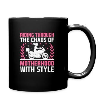 Mit Stil durch das Chaos der Mutterschaft fahren - Tasse einfarbig - Schwarz - Rechts
