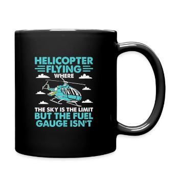 Helicopter Flying Where The Sky Is The Limit Pilot - Full Colour Mug - black - Right