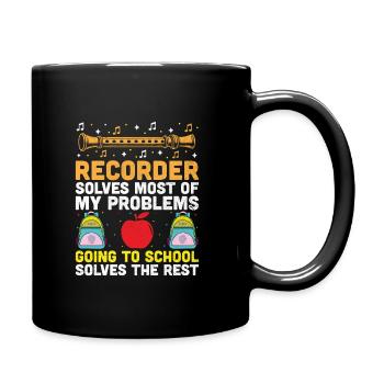 Recorder Solves Most Of My Problems Instrument Mus - Full Colour Mug - black - Right