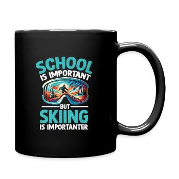 L’école est importante, mais le ski est plus important - Mug uni - noir - Droite