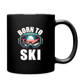Born To Ski Skifahren Skifahrer Wintersport Ski - Tasse einfarbig - Schwarz - Rechts