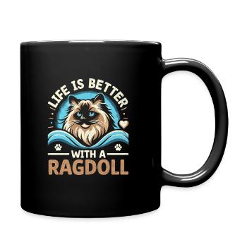 Life Is Better With A Ragdoll Cat Lover Ragdolls - Full Colour Mug - black - Right