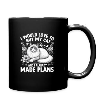 J’adorerais mais mon chat et moi avons déjà fait un plan - Mug uni - noir - Droite