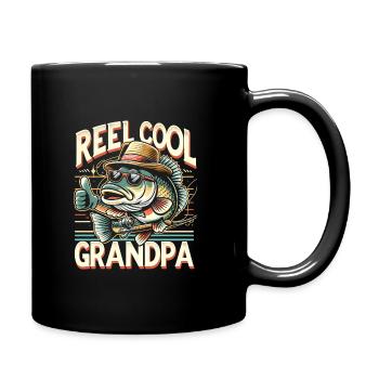 Reel Cool Grandpa Bass Fishing Angler Fisherman An - Full Colour Mug - black - Right
