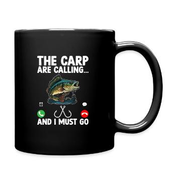 Die Karpfen rufen und ich muss angeln gehen Fisherm - Tasse einfarbig - Schwarz - Rechts