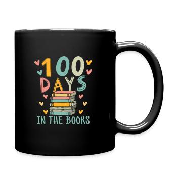 100 Days In The Books Book Reading Bookworm - Full Colour Mug - black - Right