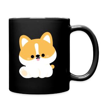 Cute Corgi - Full Colour Mug - black - Right