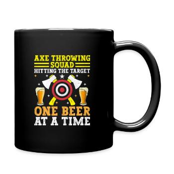 Axtwerfertrupp trifft das Ziel Ein Bier Bei - Tasse einfarbig - Schwarz - Rechts