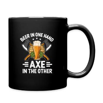Beer In One Hand Axe In The Other Hatchet Throwing - Full Colour Mug - black - Right