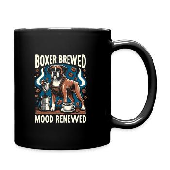 Boxer Brewed Mood Renewed Caffeine Lover Dog - Full Colour Mug - black - Right