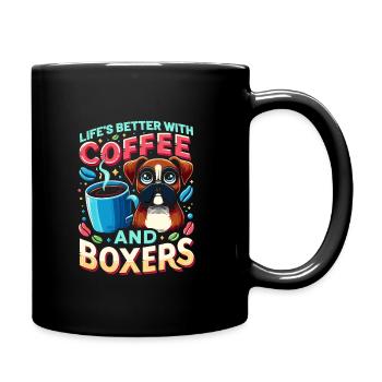 Das Leben ist besser mit Kaffee und Boxershorts Koffein - Tasse einfarbig - Schwarz - Rechts