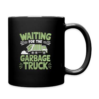 En attendant le collecteur de déchets du camion à ordures - Mug uni - noir - Droite