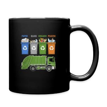 Recyclage des ordures Camion à ordures Collecteur de déchets - Mug uni - noir - Droite