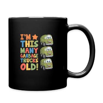 I'm This Many Garbage Trucks Old 3 Years Old - Full Colour Mug - black - Right