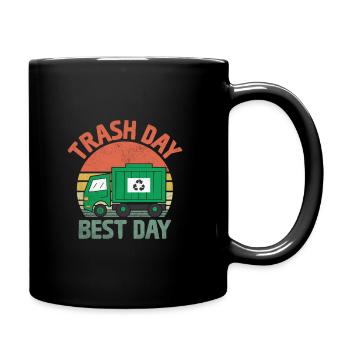 Retro Trash Day Best Day Trash Collector Garbage - Full Colour Mug - black - Right