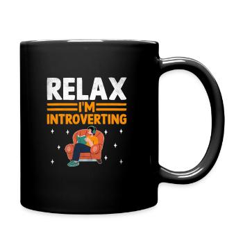 Relax I'm Introverting Sayings For Introverts - Full Colour Mug - black - Right