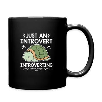 JUST AN INTROVERT INTROVERTING Sayings For - Full Colour Mug - black - Right