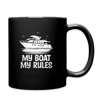 Mein Boot Meine Regeln Tretboot - Tasse einfarbig - Schwarz - Rechts