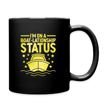Ich bin auf einem Boot Lationship Status Paddelboot - Tasse einfarbig - Schwarz - Rechts