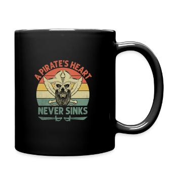 Ein Piratenherz geht nie unter Piratenjugend Design - Tasse einfarbig - Schwarz - Rechts