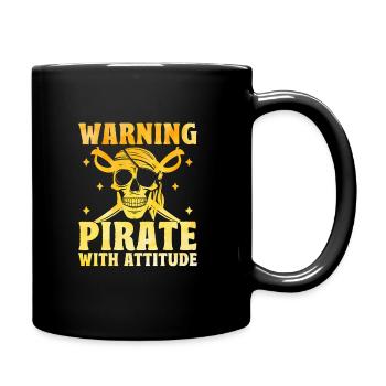 Warnung Pirat mit Haltung Piratenjugend Design - Tasse einfarbig - Schwarz - Rechts