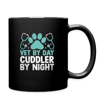 Tierarzt bei Tag Kuschel bei Nacht Vielseitiges Tier - Tasse einfarbig - Schwarz - Rechts