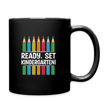 Ready Set Kindergarten School Teacher Students - Full Colour Mug - black - Right