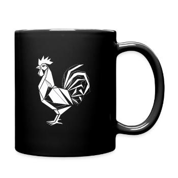 Hahn Polygon – Minimalistisches Bauernhof-Design - Tasse einfarbig - Schwarz - Rechts