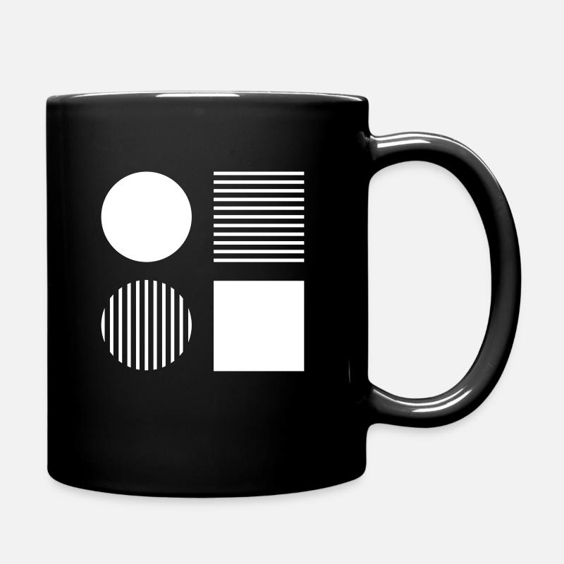 Kreise und Quadrat / Abstraktes Minimal-Muster - Tasse einfarbig - Schwarz