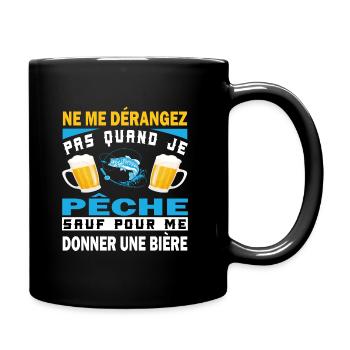 Pêche et bière cadeau humour - Mug uni - noir - Droite