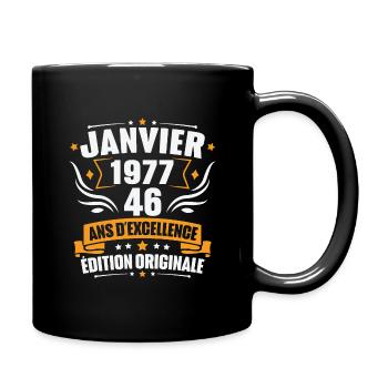 Vintage Gift January 1977, 46 years anniversary - Full Colour Mug - black - Right