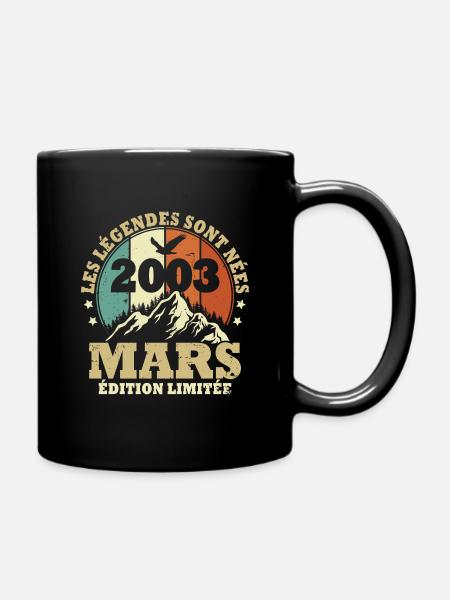 Les légendes sont nées en Mars 2003 Vintage - Mug uni - noir