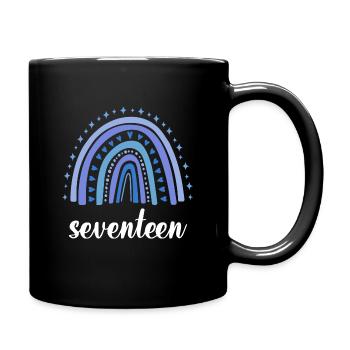 Blue Rainbow Seventeen Years 17th Birthday - Full Colour Mug - black - Right
