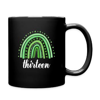 Grün Regenbogen Dreizehn Jahre 13. Geburtstag - Tasse einfarbig - Schwarz - Rechts