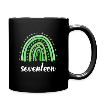 Green Rainbow Seventeen Years 17th Birthday - Full Colour Mug - black - Right