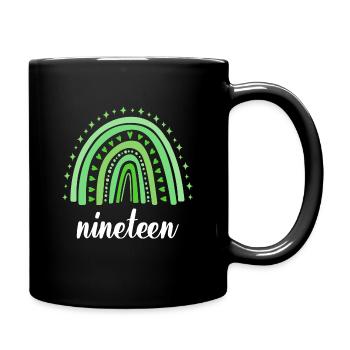 Green Rainbow Nineteen Years 19th Birthday - Full Colour Mug - black - Right