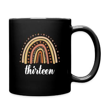 Orange Regenbogen Dreizehn Jahre 13. Geburtstag - Tasse einfarbig - Schwarz - Rechts