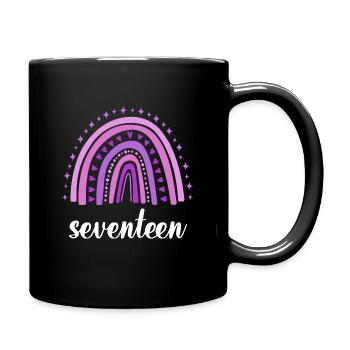 Purple Rainbow Seventeen Years 17th Birthday - Full Colour Mug - black - Right