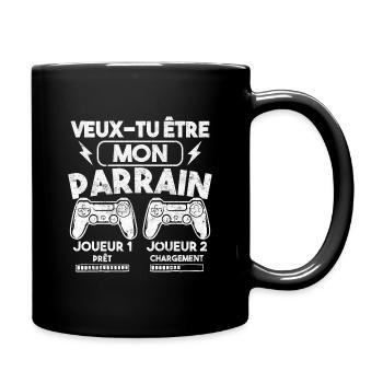 Veux-tu être mon parrain, Demande parrain gamer - Mug uni - noir - Droite