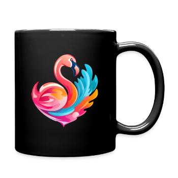 Rainbow flamingo with colorful waves - Full Colour Mug - black - Right