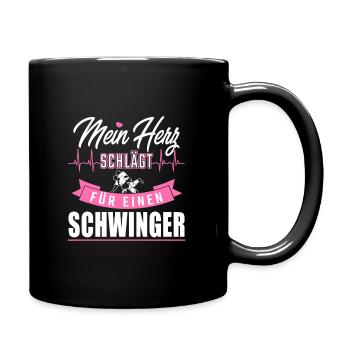 Mein Herz schlägt für einen Schwinger - Tasse einfarbig - Schwarz - Rechts