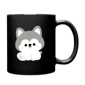 Niedlicher Husky - Tasse einfarbig - Schwarz - Rechts